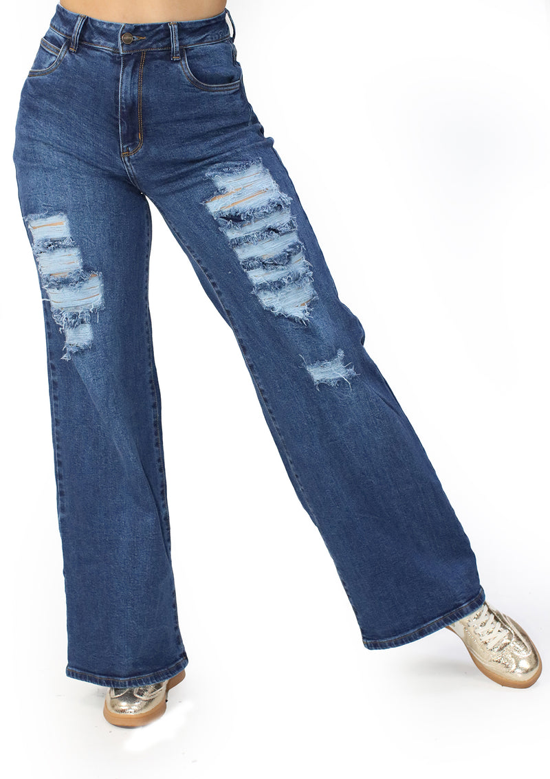 SC-21552 Medium Denim Wide Leg Jean by Scarcha
