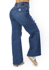 SC-21552 Medium Denim Wide Leg Jean by Scarcha