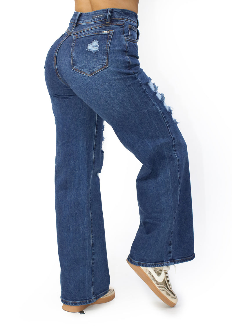 SC-21552 Medium Denim Wide Leg Jean by Scarcha