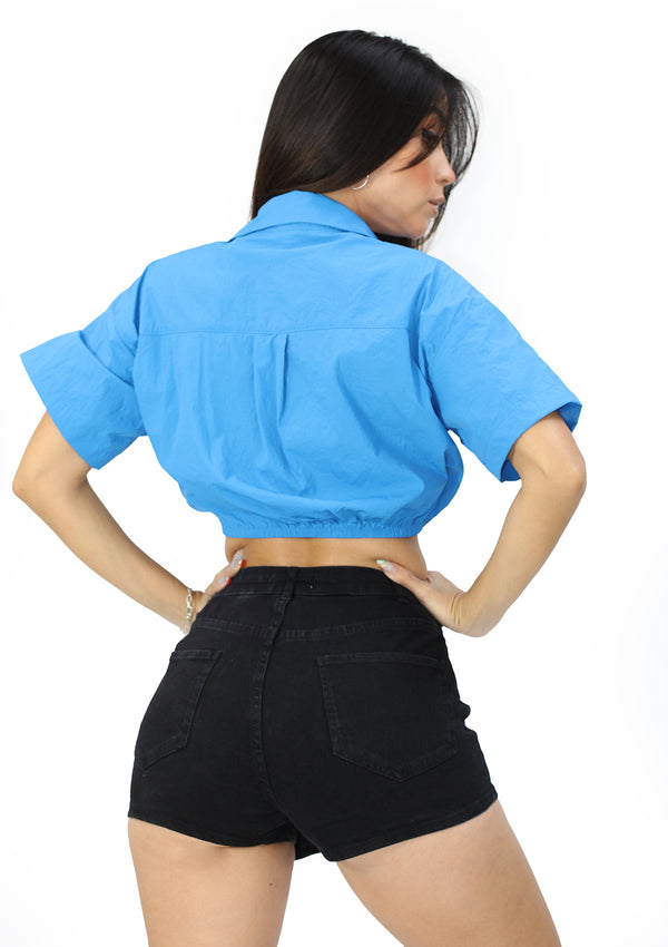 SM10257TN Blue Crop Top de Mujer