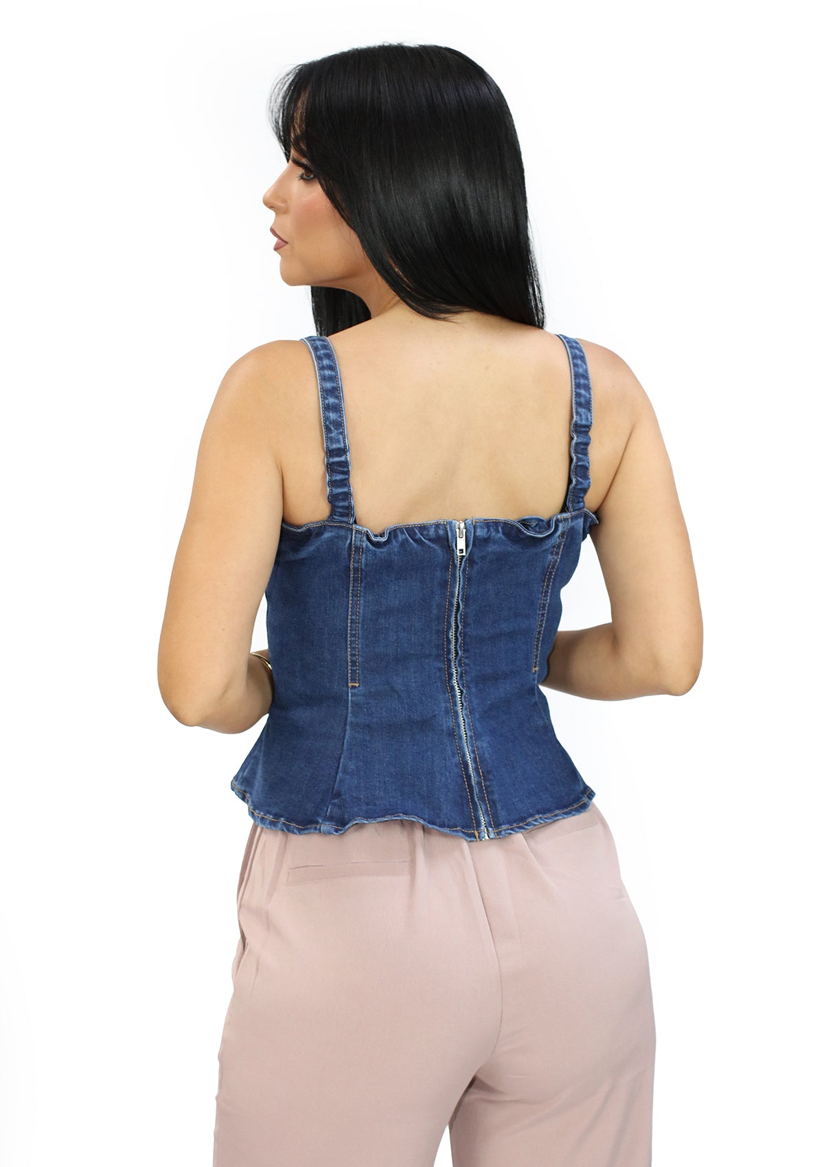 SM-10425-TN Medium Denim Blusa de Mujer