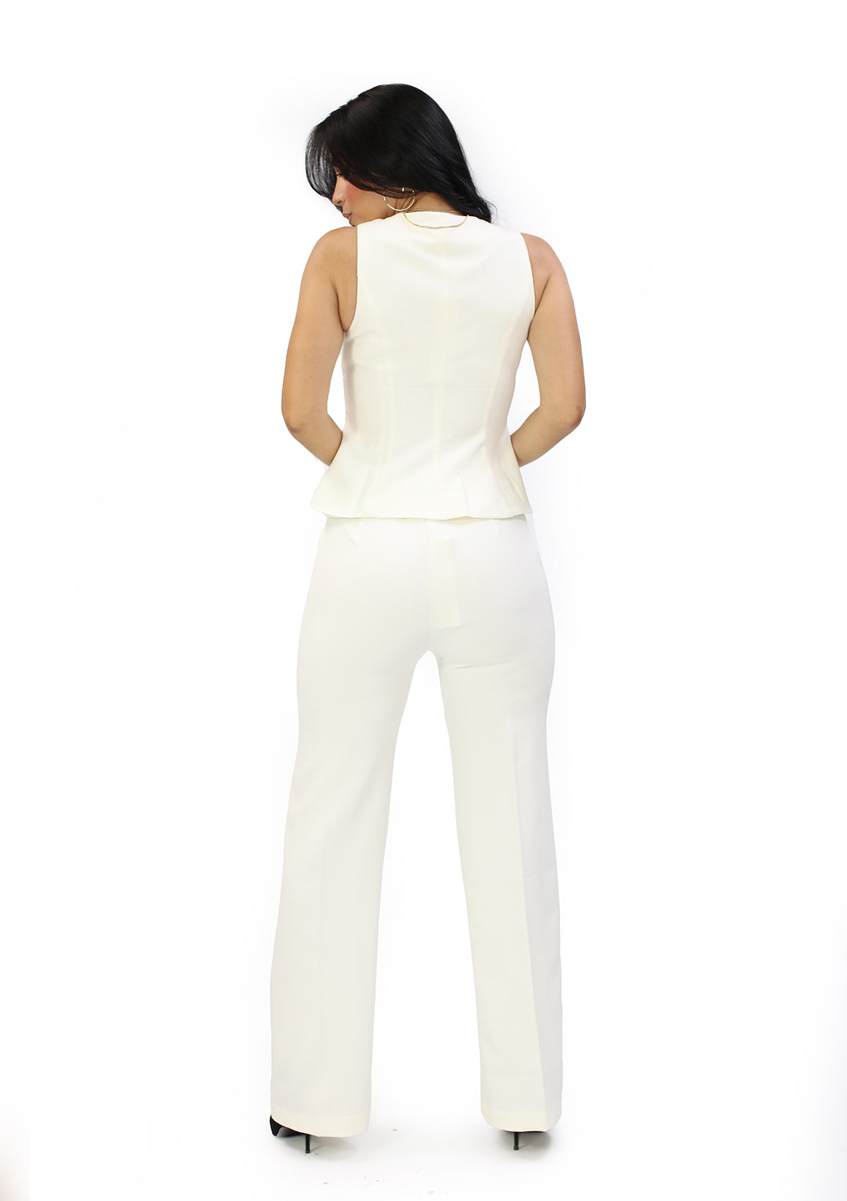 SM-3781N-SET Ivory Set Vest y Pantalon de Mujer