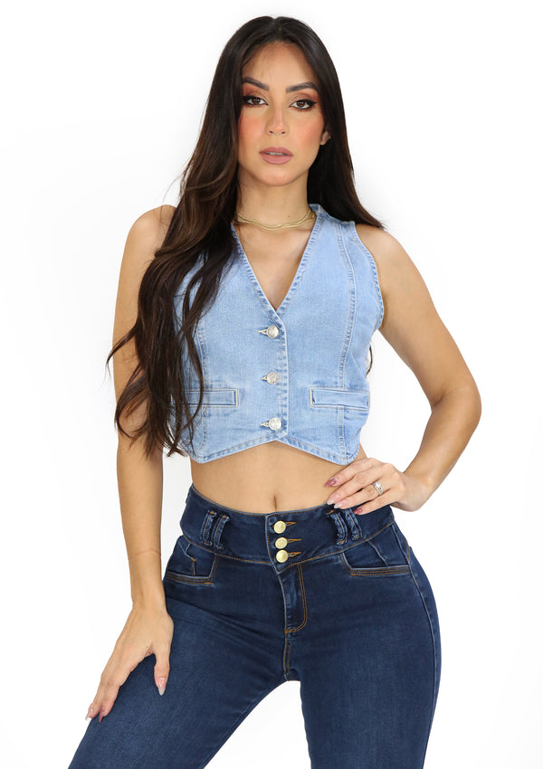 SM5126VH Light Denim Blusa de Mujer