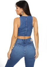 SM5131VN Medium Denim Blusa de Mujer