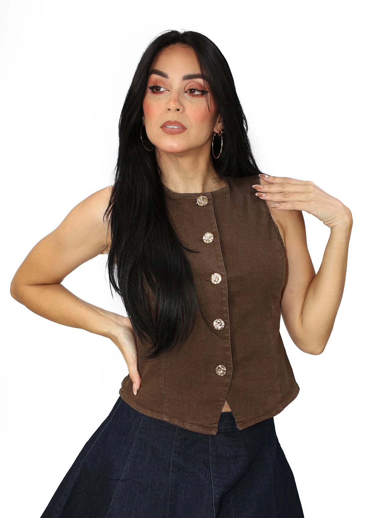 SM-5212-VN Brown Vest Blusa de Mujer