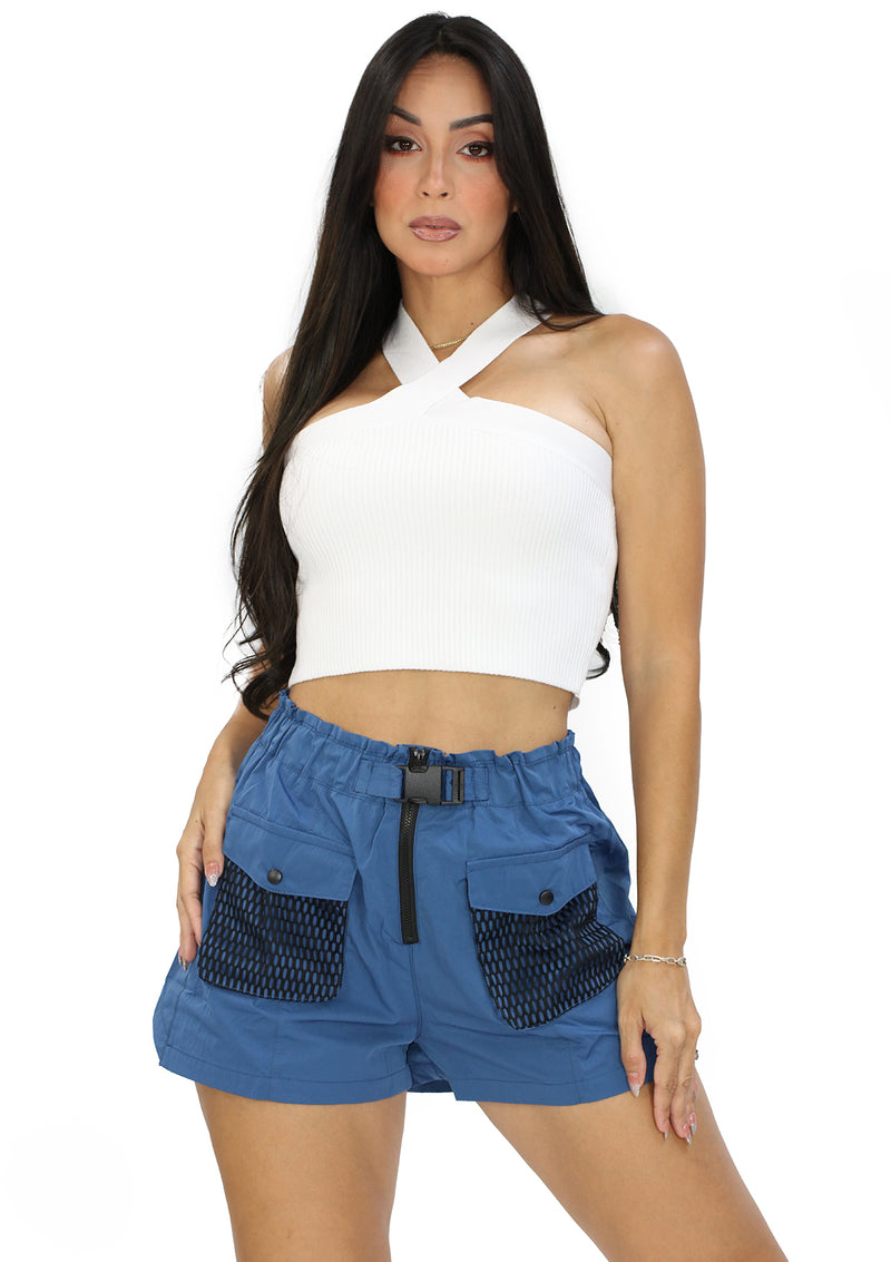 SM90154WH White Crop Top de Mujer