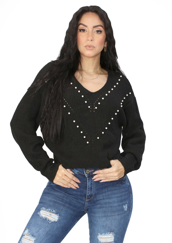 SM-90176-WJ Black Sweatshirt de Mujer