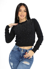 SM-90193-WH Black Sweatshirt de Mujer