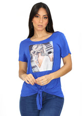 STBLT1597-16 Blue Blusa de Mujer Plus Size