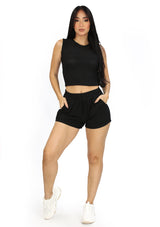 SU-HK-2PCSS Black Set Short de Mujer