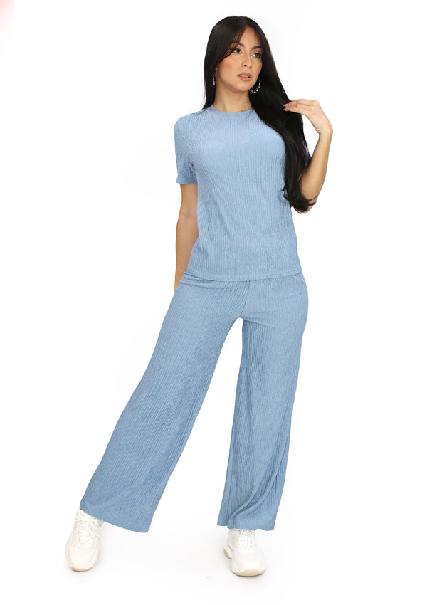 SU-HK-705S Perrs Blue Set Palazzo de Mujer