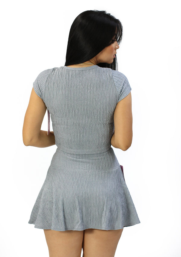 SU-HKS-104 Light Grey Set Falda Pantalon de Mujer