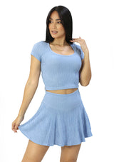 SU-HKS-104 Peri Blue Set Falda Pantalon de Mujer