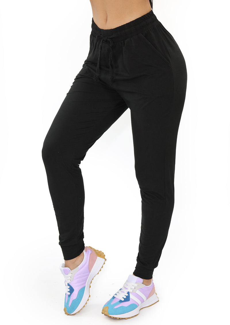 SU-JK-SOLID Black Pantalon Jogger de Mujer