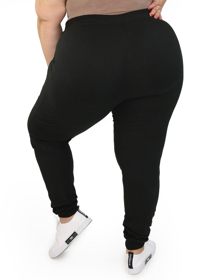 SU-JK-SOLID-PLUS Black Pantalon Jogger de Mujer Plus Size