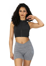 SU-LEG-15 Heather Charcoal Short Leggings de Mujer