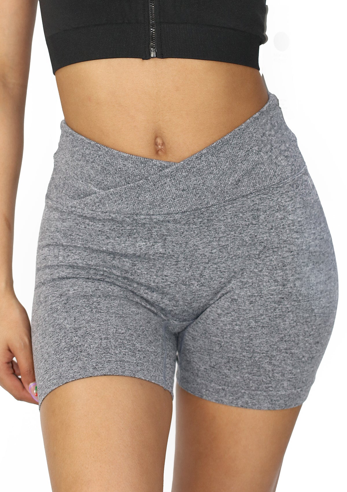 SU-LEG-15 Heather Charcoal Short Leggings de Mujer