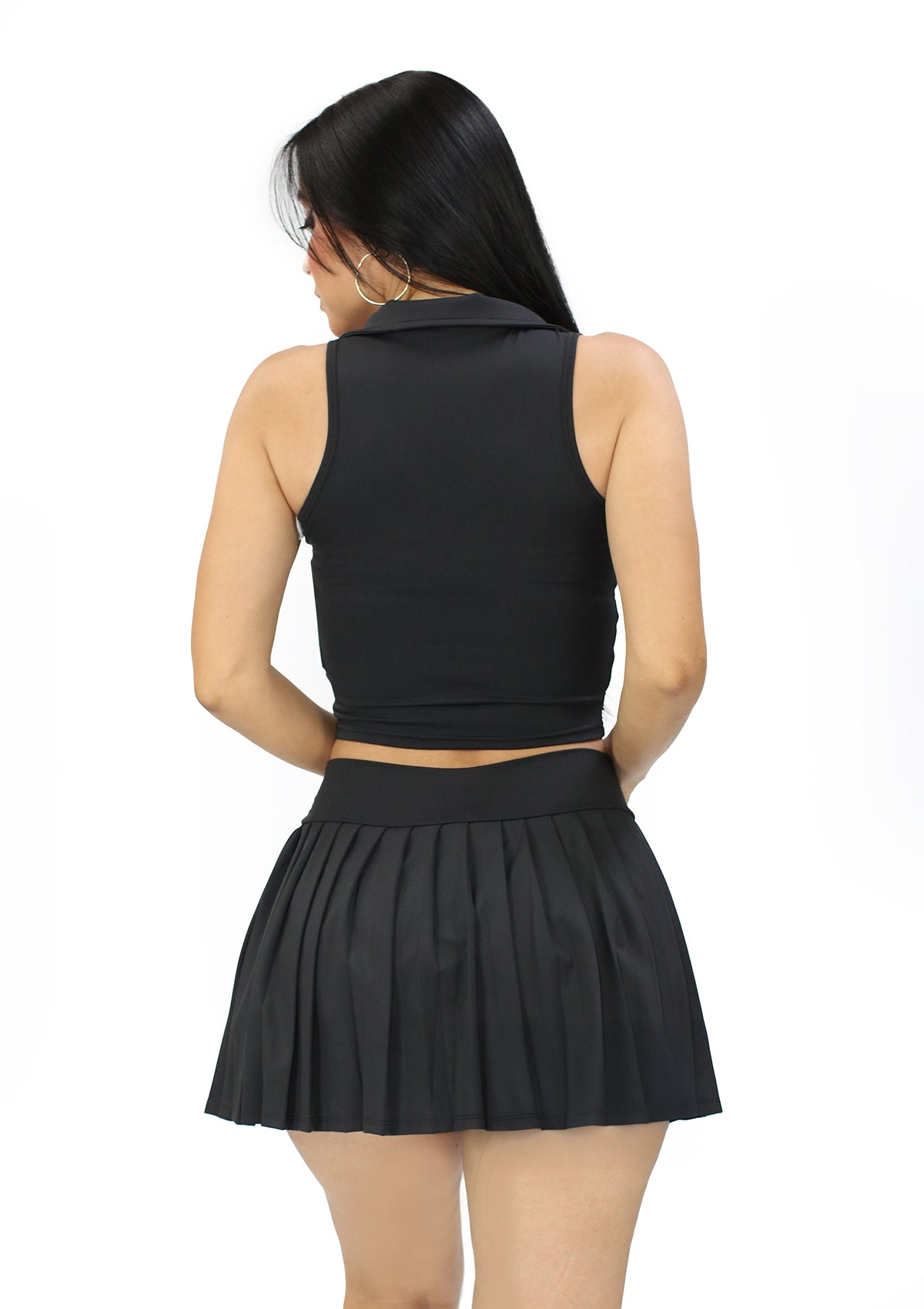 SU-TS-201-SET Black Set Falda Pantalon de Mujer