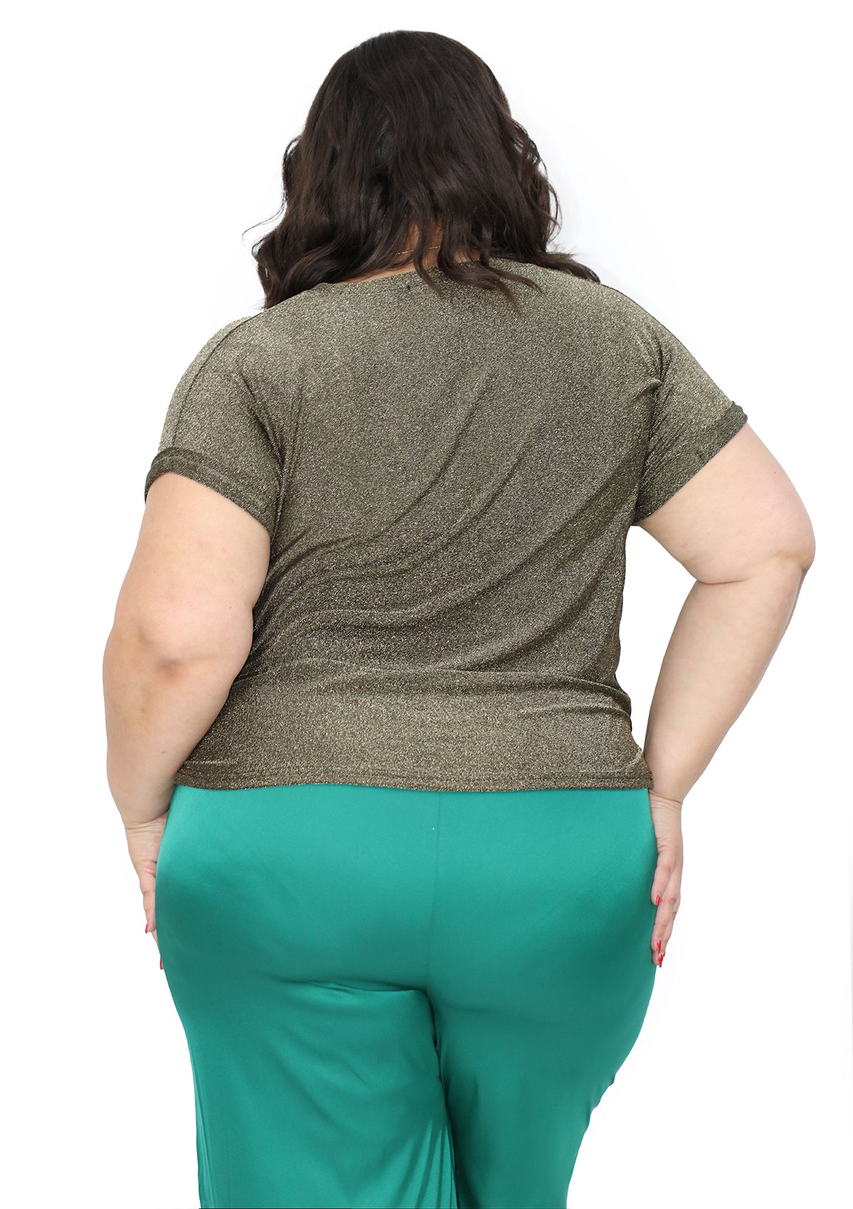 TA-T-0327 Gold Metalic Blusa Plus de Mujer