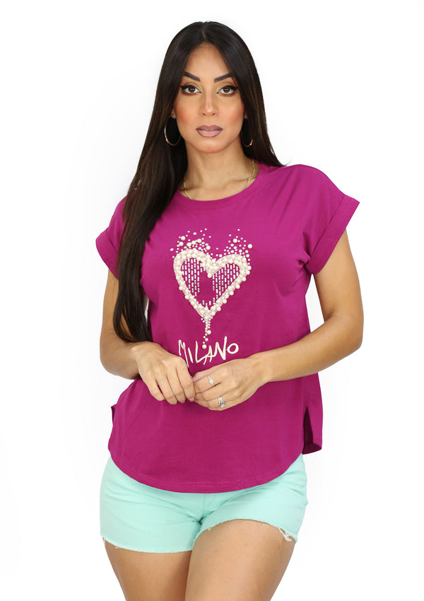 TATA108 Purple Heart Blusa de Mujer