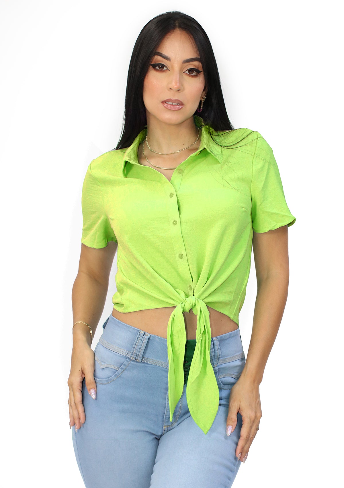 TI-WN-9827B Green Blusa de Mujer