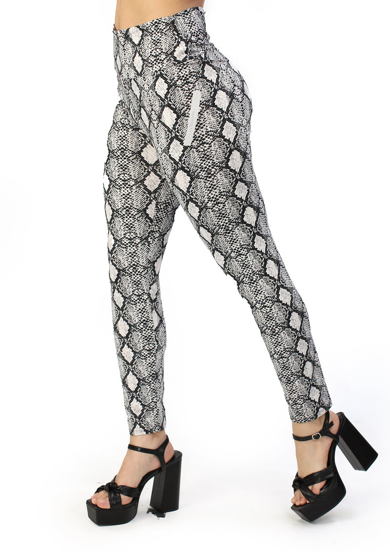 TI-WP-8059A Snake Black Printed Pantalón de Mujer
