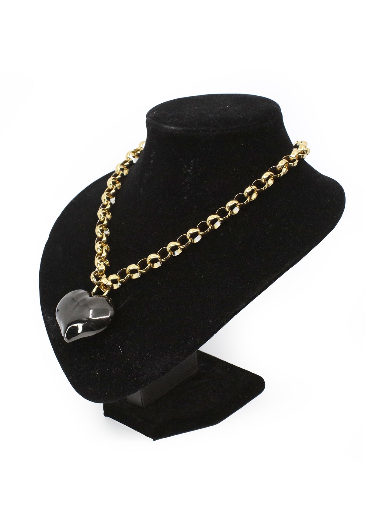 TR-1361-A Black Cadena y Corazon para Dama