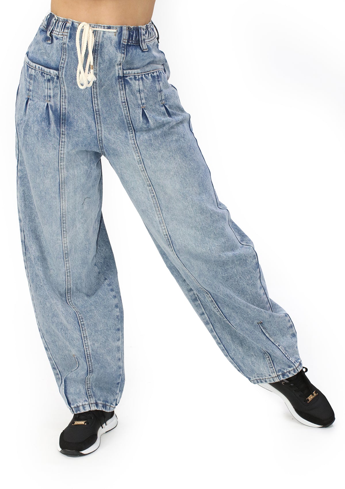 VJ-90044 Medium Denim Barrel Jeans de Mujer