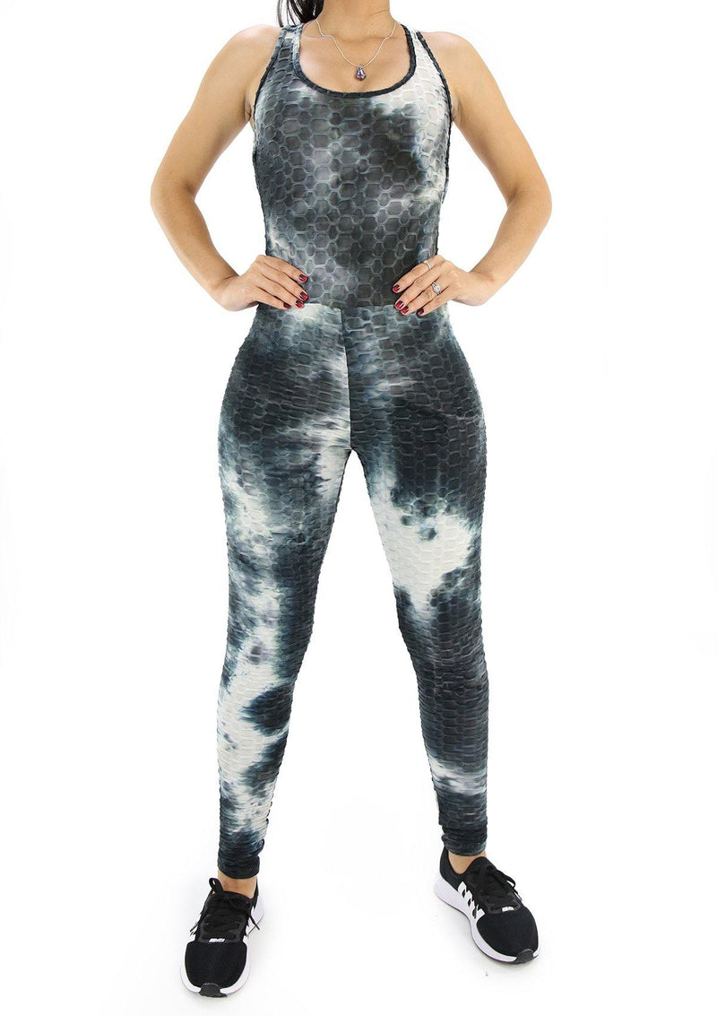 BIDYJP20 Tie Dye Jumpsuit Deportivo con Compresión Anticelulitis para Mujer - Pompis Stores