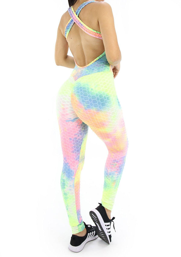 BIDYJP20 Tie Dye Jumpsuit Deportivo con Compresión Anticelulitis para Mujer - Pompis Stores