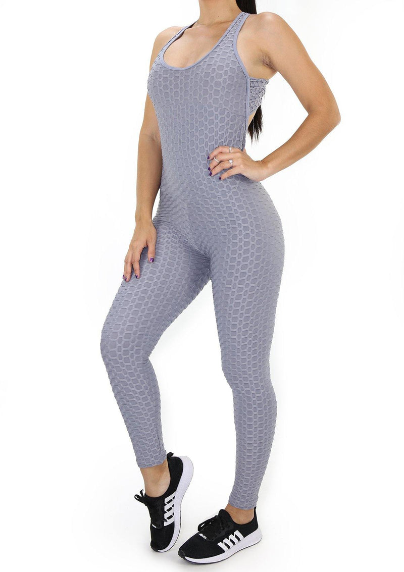 BISU309 Gray Jumpsuit Deportivo con Compresión Anticelulitis para Mujer - Pompis Stores