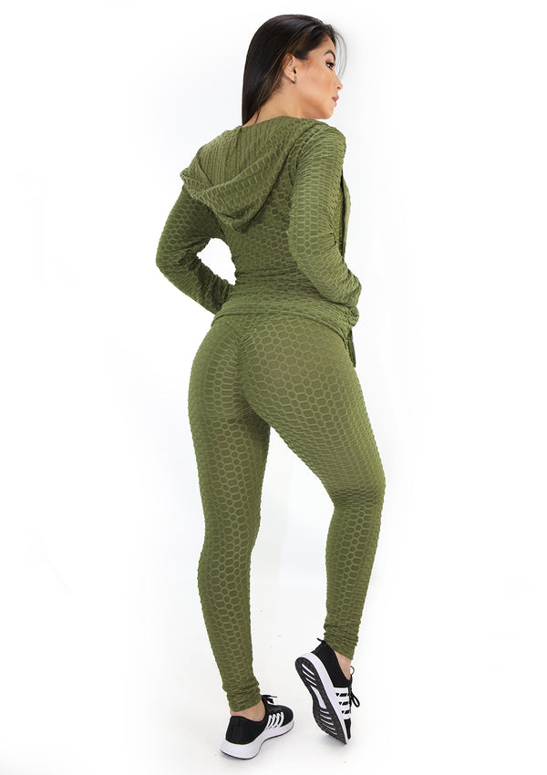 BIZIP01 Olive 3pcs Deportivo con Compresión Anticelulitis para Mujer