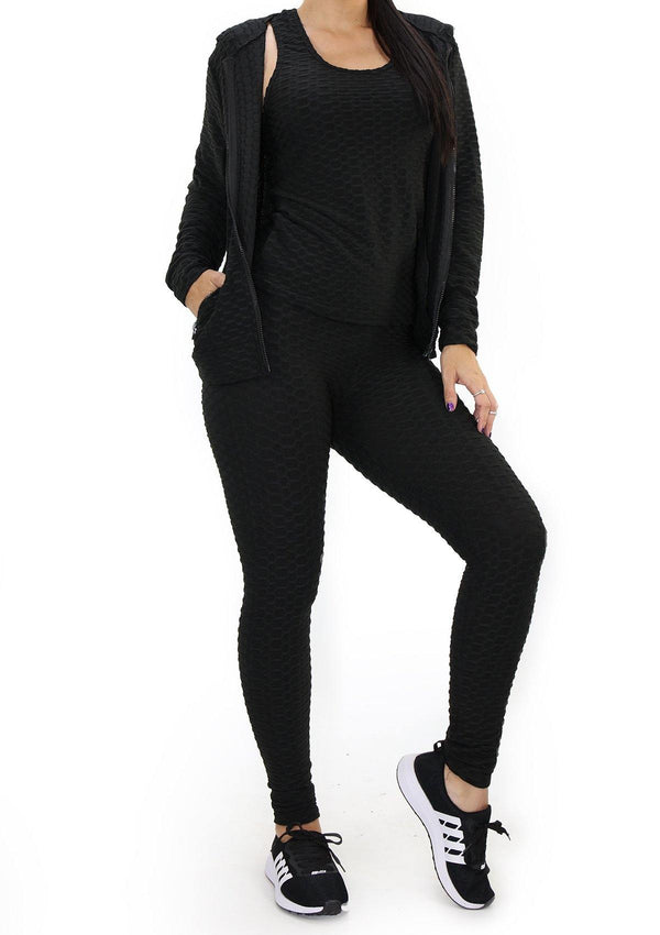 BIZIP01 Black 3pcs Deportivo con Compresión Anticelulitis para Mujer - Pompis Stores