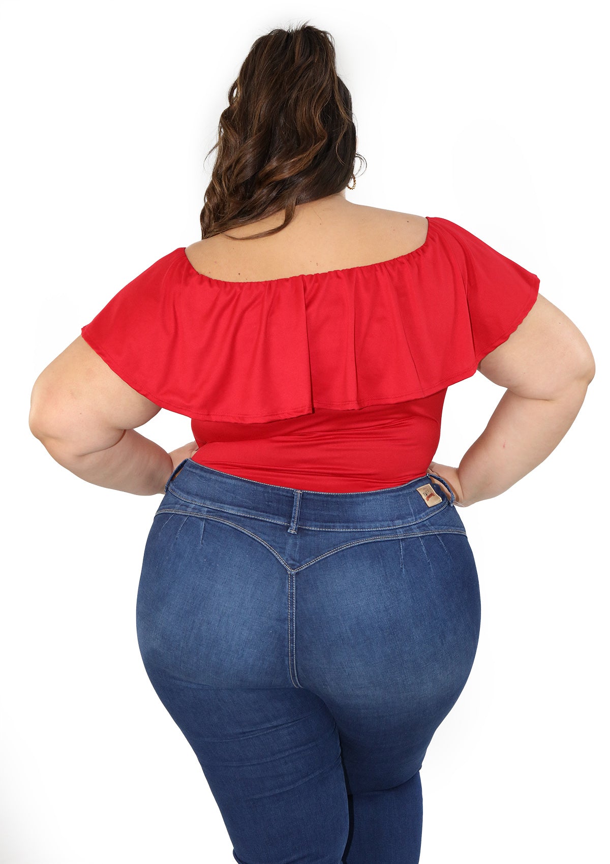 BL-T-1057 Red Bodysuit Plus de Mujer