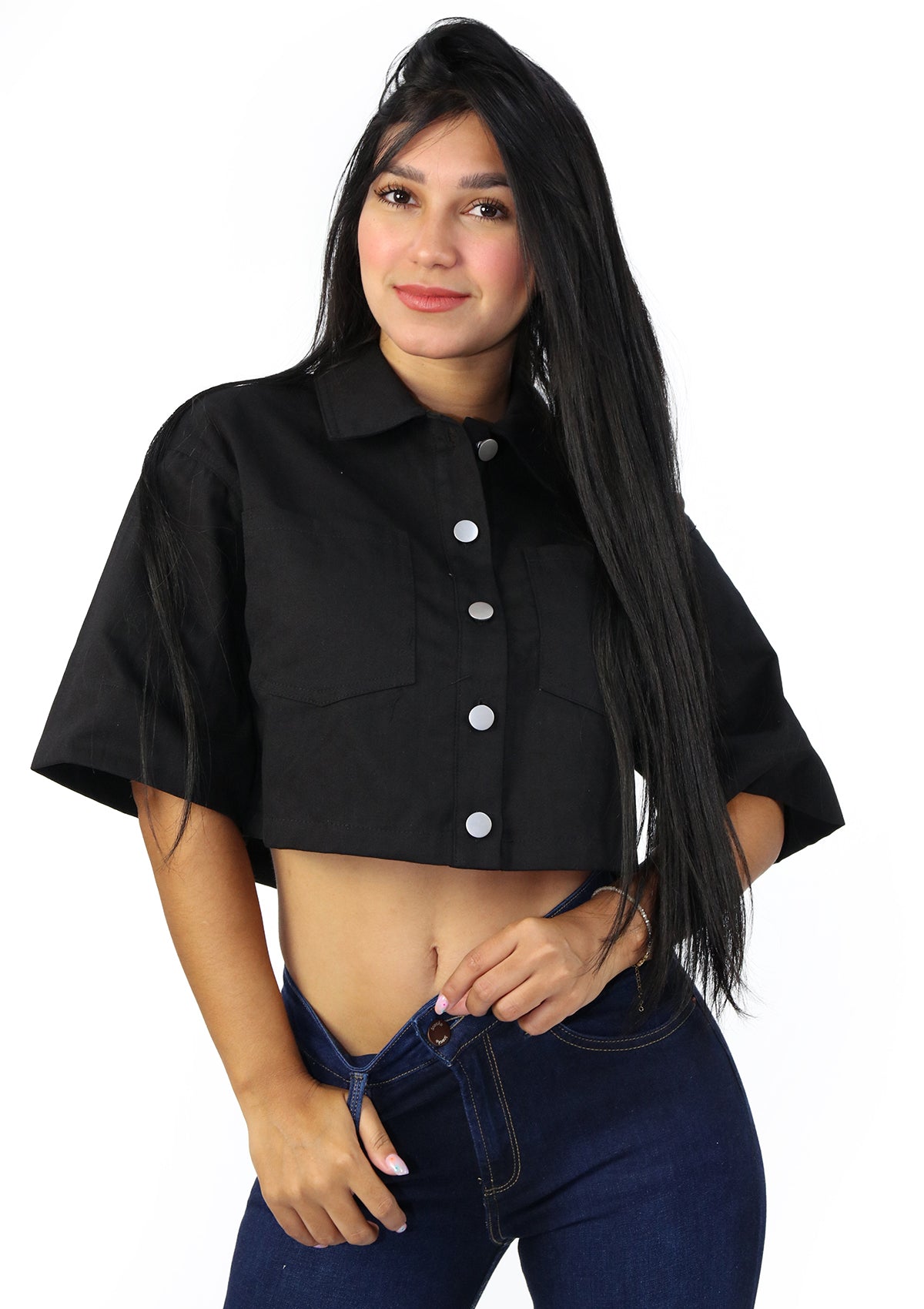 HY-HF-22C-995 Black Short Sleeve Jacket de Mujer