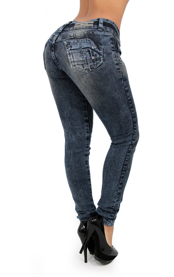 17454 Gray Acid Wash Maripily Skinny Jean