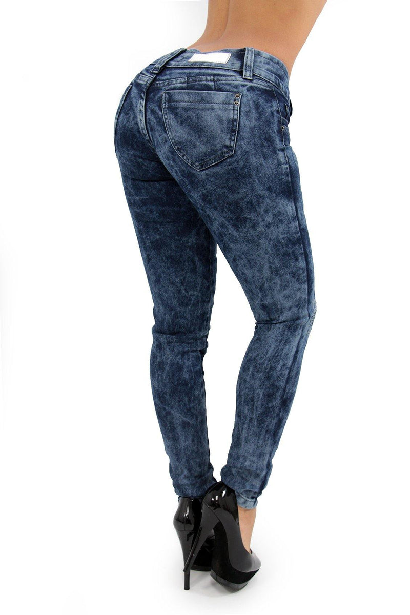 17459 Paneled Acid Wash Maripily Skinny Jean