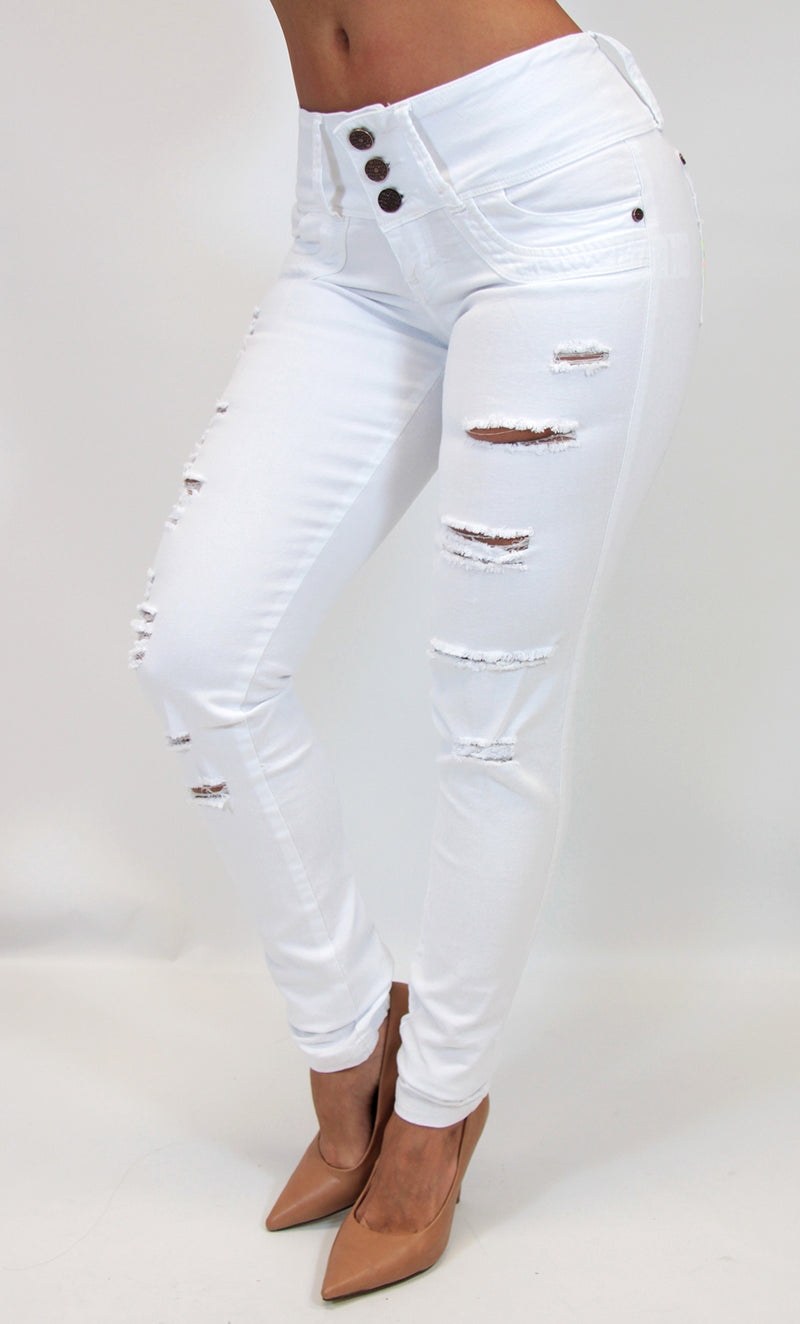 17566 Destroyed White Maripily Skinny Jean