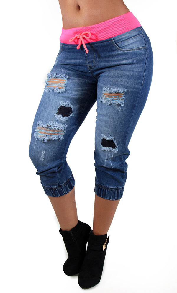 17666 Denim Jogger Capri Pant Maripily Jean