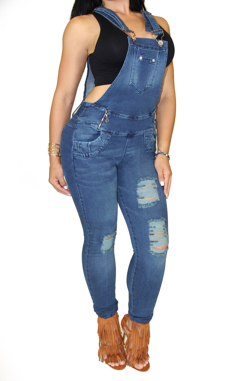 17865 Maripily Distressed Denim Overall