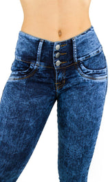 18016 Maripily Acid Wash Women Butt Lifting Skinny Jean - Pompis Stores