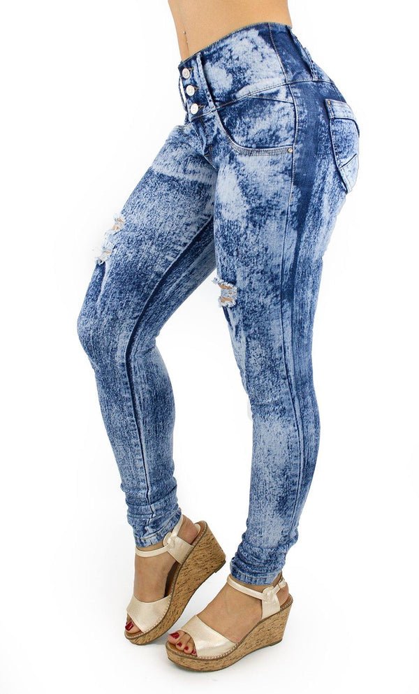 18018 Maripily Acid Wash Women Butt Lifting Skinny Jean