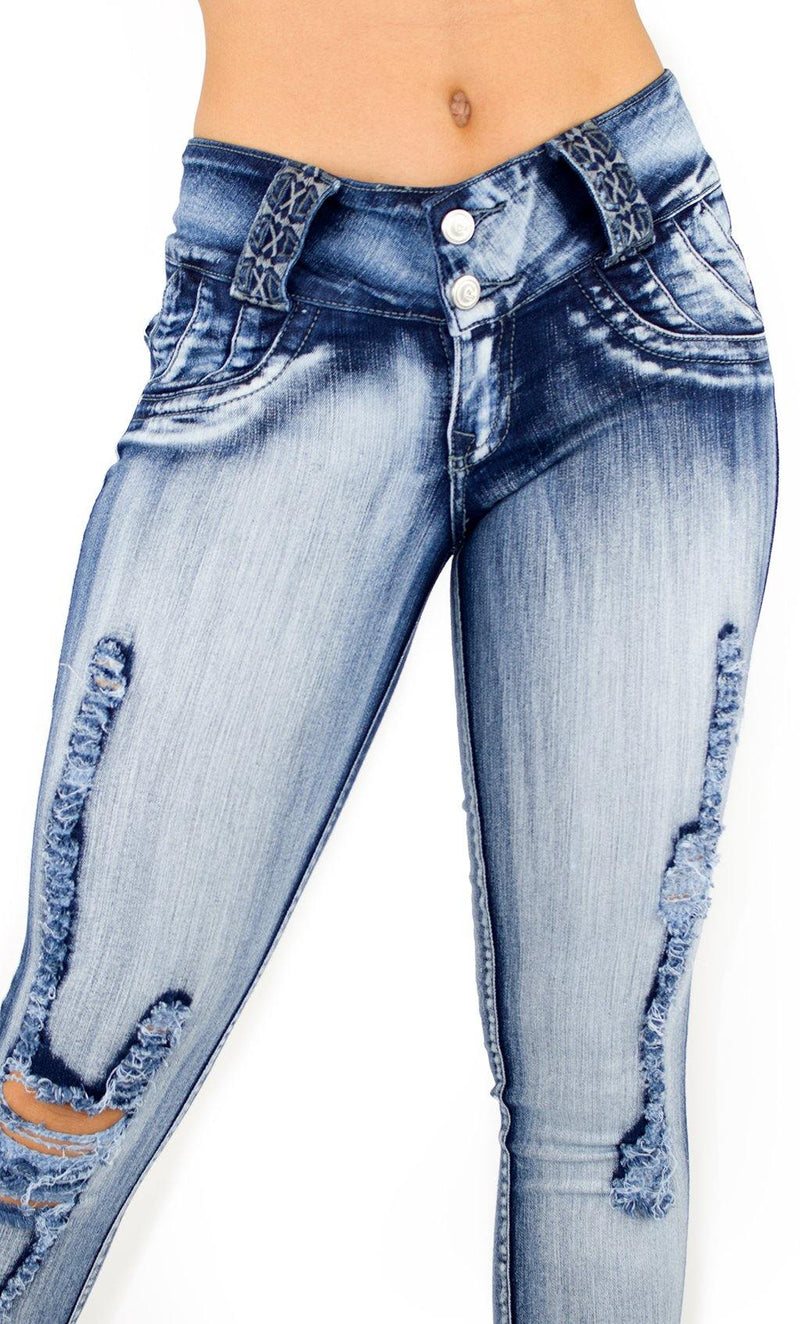 18021 Maripily Women's Destroyed Butt Lifting Skinny Jean - Pompis Stores