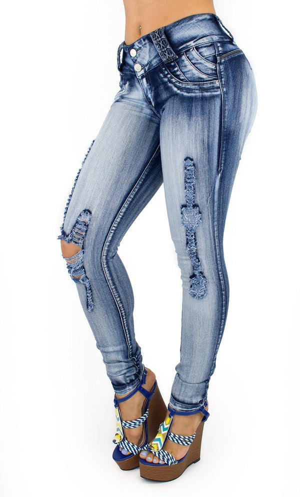 18021 Maripily Women's Destroyed Butt Lifting Skinny Jean