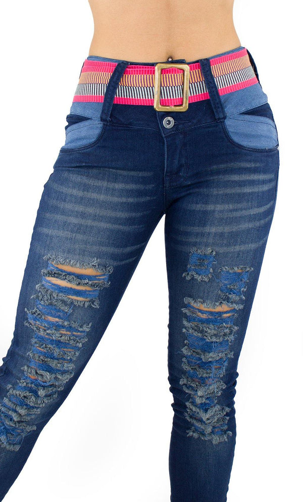 18026-1 Maripily Women's Butt Lifting Destroyed Skinny Jean