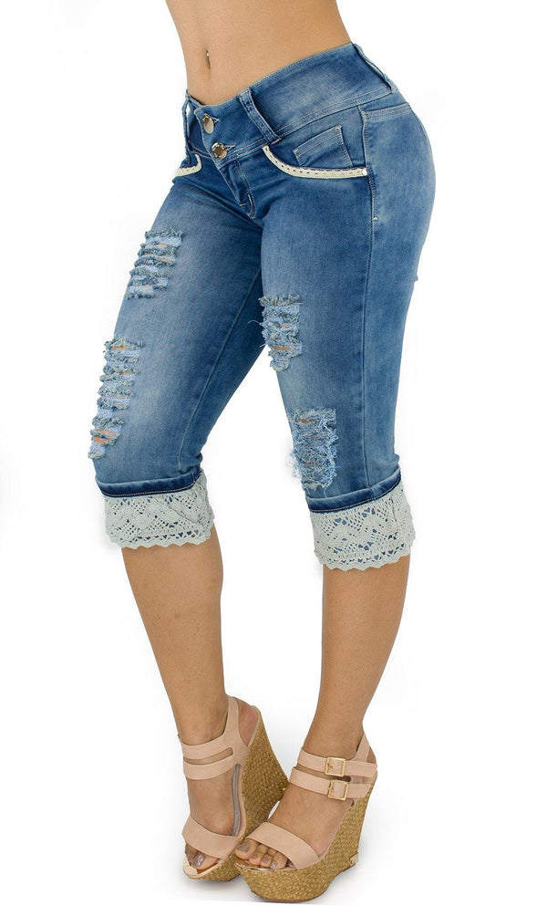 18034 Maripily Women's Butt Lifting Capri Jean