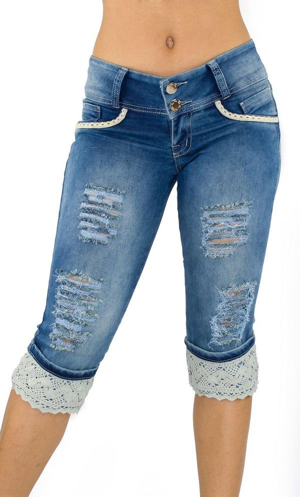 18034 Maripily Women's Butt Lifting Capri Jean - Pompis Stores