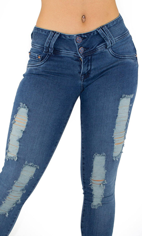 18039 Maripily Women's Butt Lifting Ripped Skinny Jean