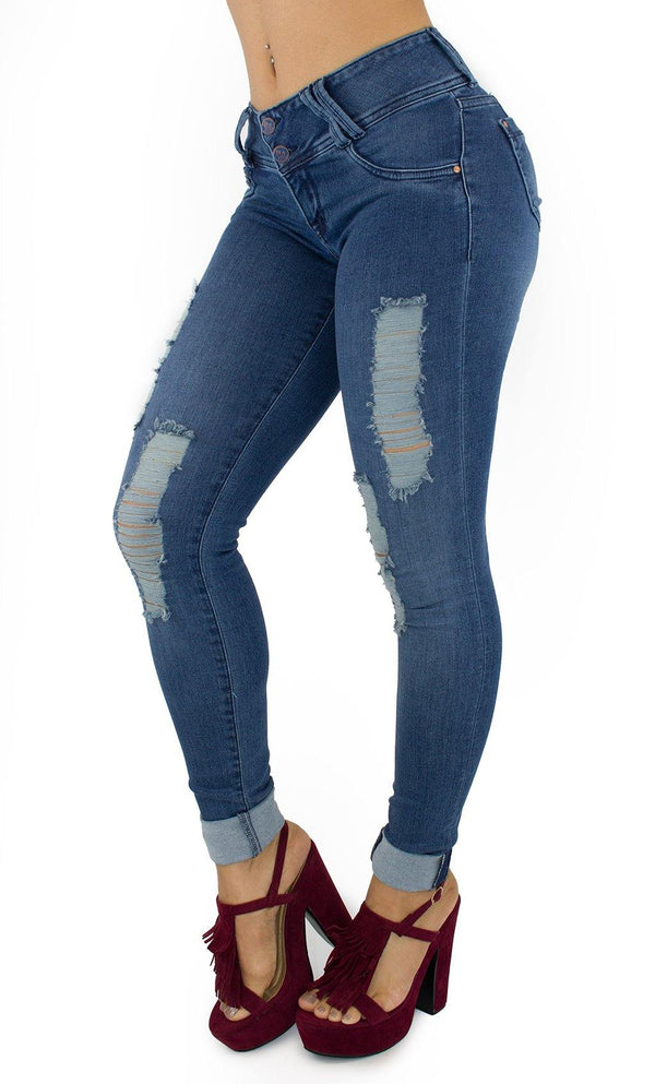18039 Maripily Women's Butt Lifting Ripped Skinny Jean