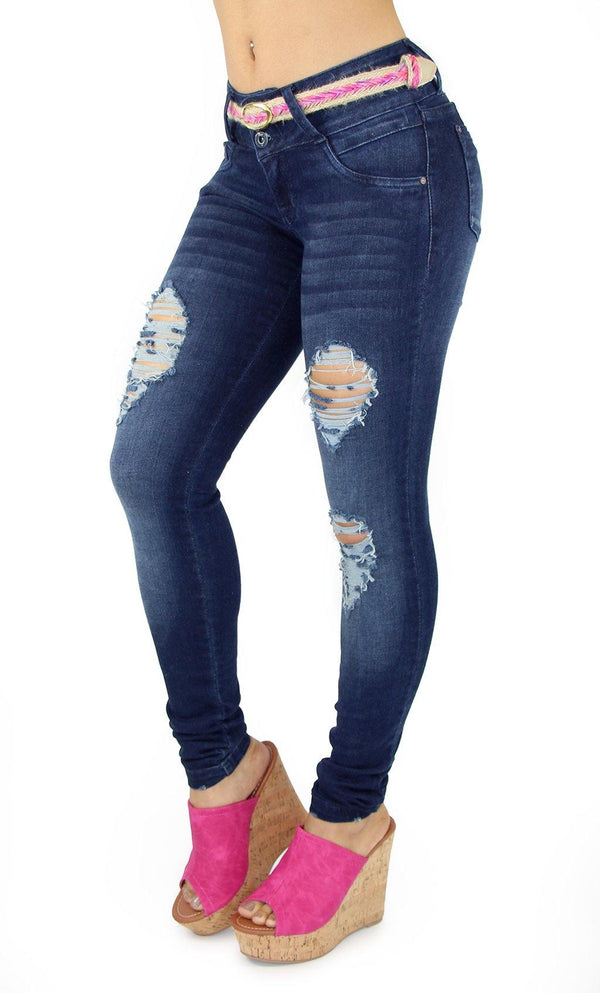 18086 Maripily Women's Butt Lifting Destroyed Skinny Jean